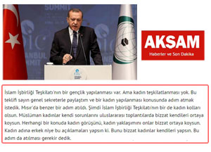 Tayyip Erdoğan:“Kadınlar Sorunlarını Uluslararası Toplantılarda Kendileri Ortaya Koysun”